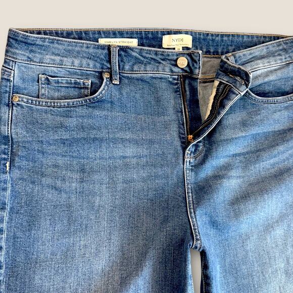 NYDJ Marilyn Straight Crop Cuffed Blue Washed Jeans Lift Tuck Stretchy Size 18 - Picture 5 of 11